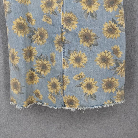 American Eagle Skirt All Overalls Size S Blue Yellow Sunflower Denim Cottage - Picture 4 of 12
